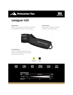 Linterna de Buceo Princeton Tec League 420 Lúmenes IPX8 2