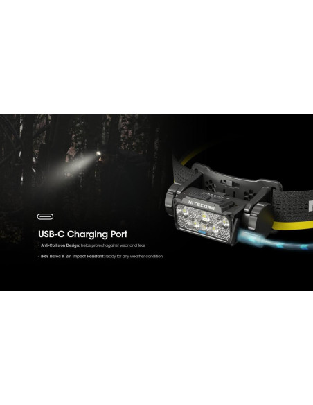 Linterna Frontal Nitecore HC60 UHE 1600 Lúmenes Recargable USB-C
