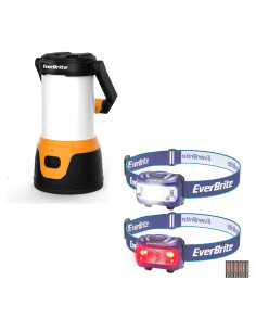 Linterna de Camping LED Recargable EverBrite 1000 Lúmenes + 2 Linternas Frontales