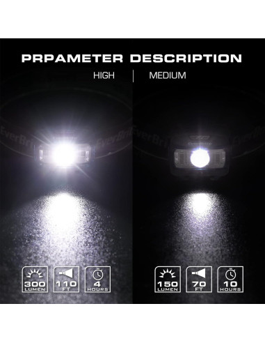 EverBrite Paquete 3 Luces de Camping y 5 Linternas Frontales