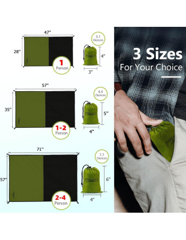 Manta de Picnic Compacta Frelaxy 71x119 cm Impermeable Verde Militar