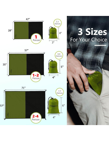 Manta de Picnic Compacta Frelaxy 71x119 cm Impermeable Verde Militar