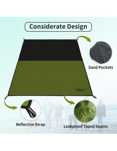 Manta de Picnic Compacta Frelaxy 71x119 cm Impermeable Verde Militar