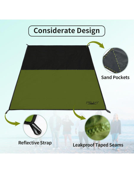 Manta de Picnic Compacta Frelaxy 71x119 cm Impermeable Verde Militar