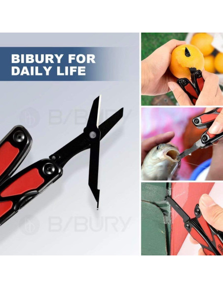 Multiherramienta BIBURY 14 en 1 con Linterna LED y Tijeras