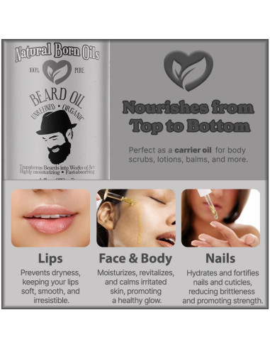 Aceite para Barba Natural Born Oils 3.78L Orgánico Vitamina E
