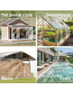 Lona Impermeable Transparente TEENKON 2.44x2.44m PVC 11.8 Mil 2