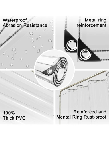 Lona Impermeable Transparente TEENKON 2.44x2.44m PVC 11.8 Mil