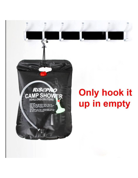 Bolsa de Ducha Solar RISEPRO 20L Calentamiento 45C Camping