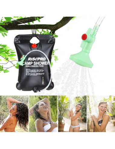 Bolsa de Ducha Solar RISEPRO 20L Calentamiento 45C Camping