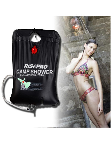 Bolsa de Ducha Solar RISEPRO 20L Calentamiento 45C Camping