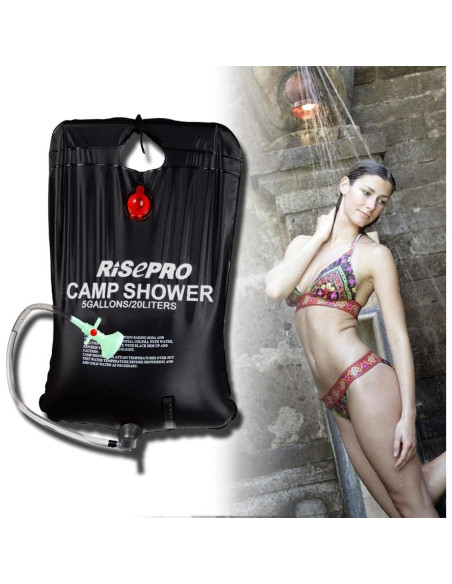 Bolsa de Ducha Solar RISEPRO 20L Calentamiento 45C Camping