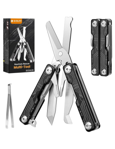 Tijeras Multiherramienta BIBURY 9 en 1 Plegable Acero Inoxidable