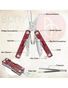 Tijeras Multiherramienta BIBURY 9 en 1 Plegable Acero Inoxidable 2