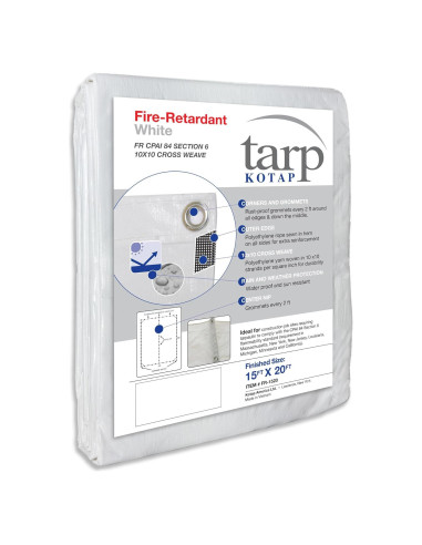 Lona Ignífuga Kotap 15x20 Pies Blanca FR-1520 para Construcción