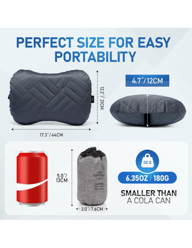 Almohada Inflable Camping OMVMO GJ-3 con Funda Lavable