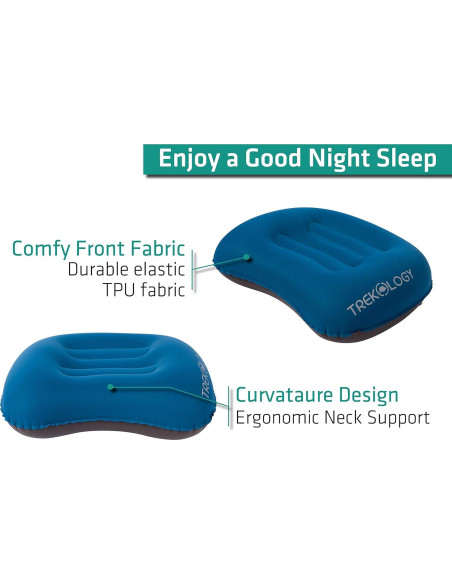 Almohada Inflable TREKOLOGY Aluft 1.0 para Camping - Azul