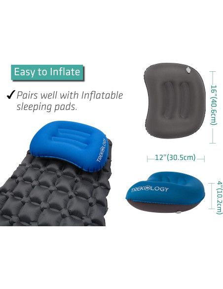 Almohada Inflable TREKOLOGY Aluft 1.0 para Camping - Azul