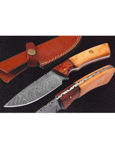 Cuchillo de Caza Damasco Knivio HLXFF3 25.4 cm con Funda