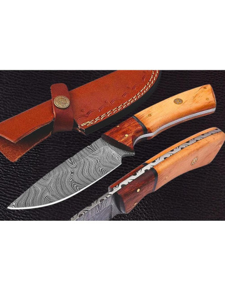 Cuchillo de Caza Damasco Knivio HLXFF3 25.4 cm con Funda