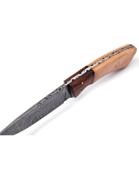 Cuchillo de Caza Damasco Knivio HLXFF3 25.4 cm con Funda