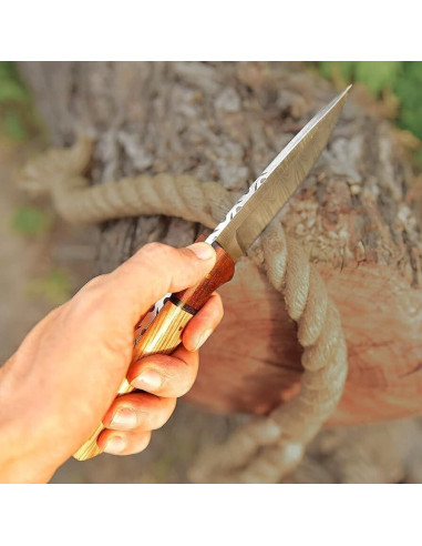 Cuchillo de Caza Damasco Knivio HLXFF3 25.4 cm con Funda