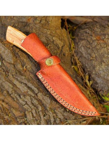 Cuchillo de Caza Damasco Knivio HLXFF3 25.4 cm con Funda