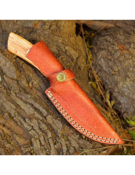 Cuchillo de Caza Damasco Knivio HLXFF3 25.4 cm con Funda