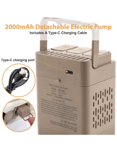 Colchón de Aire KMZ Autoinflable con Bomba y 2 Almohadas