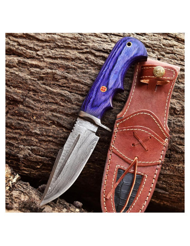 Cuchillo de Caza Damasco FAIQENTERPRICE 25.4 cm Mango Madera