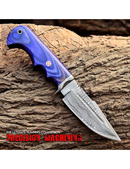 Cuchillo de Caza Damasco FAIQENTERPRICE 25.4 cm Mango Madera