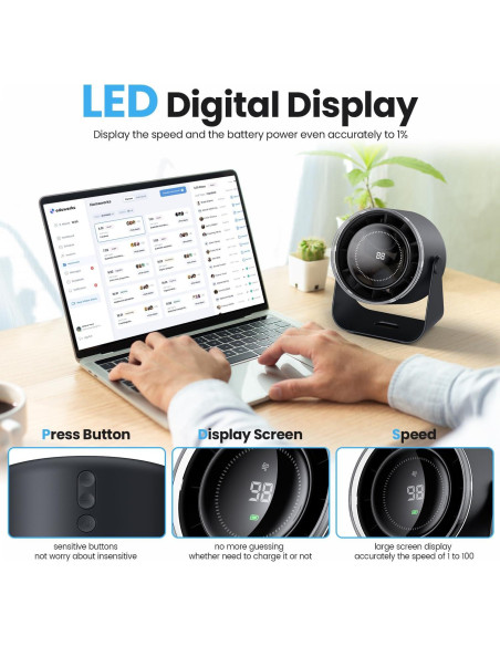 Ventilador de Escritorio WSKEN WSKENS0201 Portátil 100 Velocidades Ventilador de Escritorio WSKEN WSKENS0201 Portátil 100 Velocidades