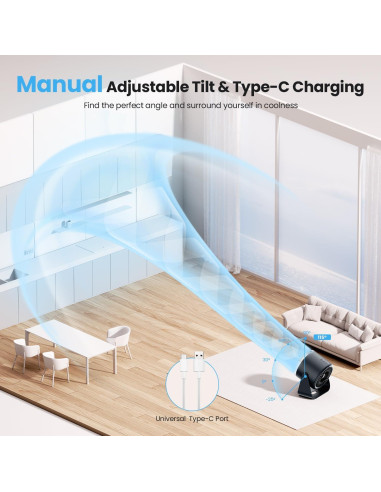 Ventilador de Escritorio WSKEN WSKENS0201 Portátil 100 Velocidades