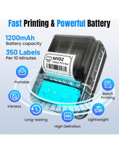 Impresora de Etiquetas Bluetooth Itari M102, 203 dpi, Negro 2