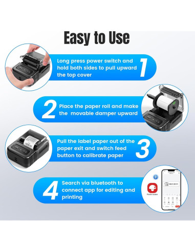 Impresora de Etiquetas Bluetooth Itari M102, 203 dpi, Negro