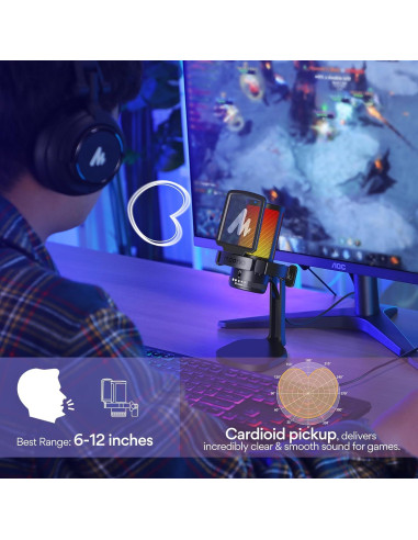 Micrófono USB MAONO GamerWave DGM20 con Cancelación de Ruido