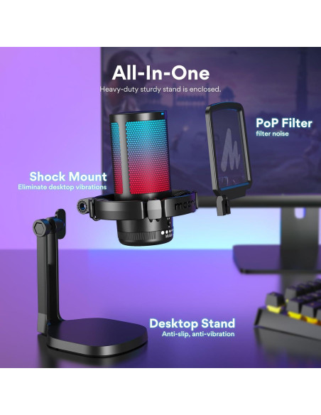 Micrófono USB MAONO GamerWave DGM20 con Cancelación de Ruido