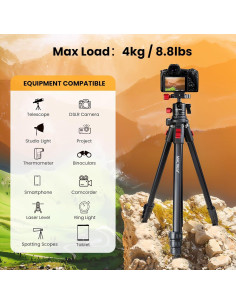 Trípode de cámara MACTREM ET-67, 170 cm, ligero y robusto 2