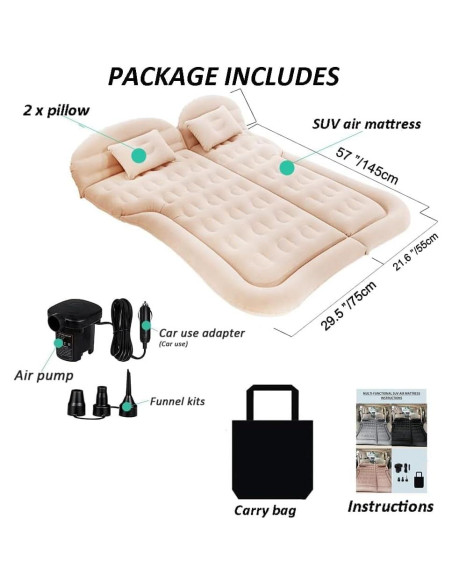 Colchón de Aire SUV SAYGOGO Inflable 175x130cm Beige