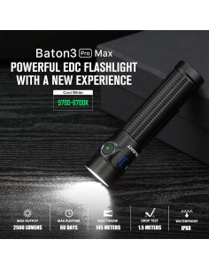 Linterna EDC OLIGHT Baton3 Pro Max 2500 Lúmenes Recargable 2
