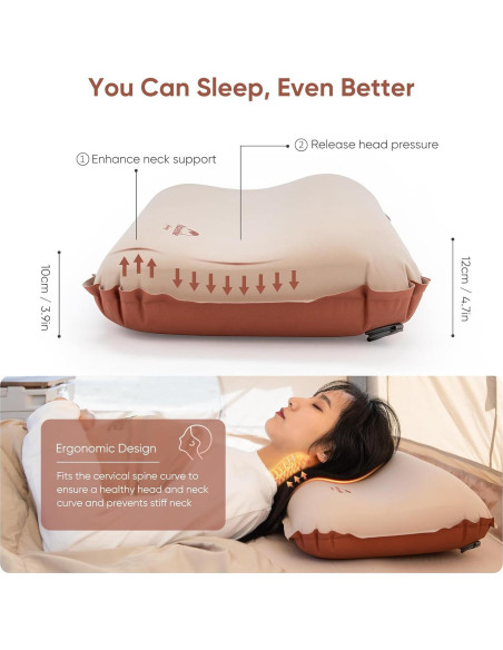 Almohada de Camping Naturehike CP01 Ergonómica Autoinflable