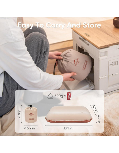 Almohada de Camping Naturehike CP01 Ergonómica Autoinflable