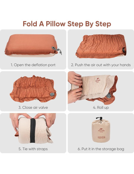 Almohada de Camping Naturehike CP01 Ergonómica Autoinflable