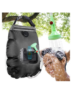 Bolsa de Ducha Solar KIPIDA 20L con Manguera y Cabezal