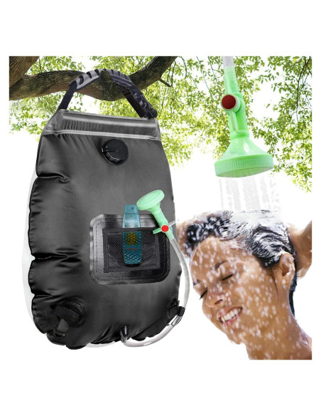 Bolsa de Ducha Solar KIPIDA 20L con Manguera y Cabezal