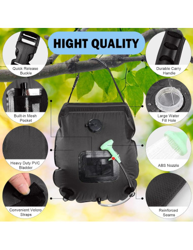 Bolsa de Ducha Solar KIPIDA 20L con Manguera y Cabezal