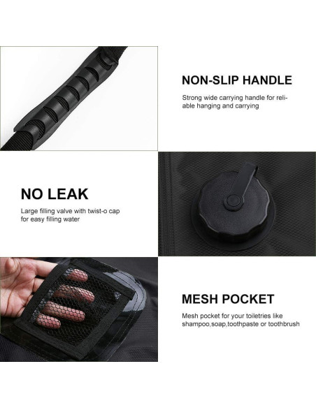 Bolsa de Ducha Solar KIPIDA 20L con Manguera y Cabezal