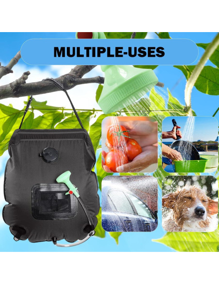 Bolsa de Ducha Solar KIPIDA 20L con Manguera y Cabezal