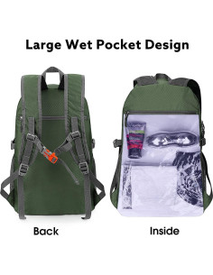 Mochila Plegable 40L G4Free Verde Ejército Impermeable 2