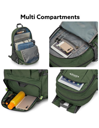 Mochila Plegable 40L G4Free Verde Ejército Impermeable